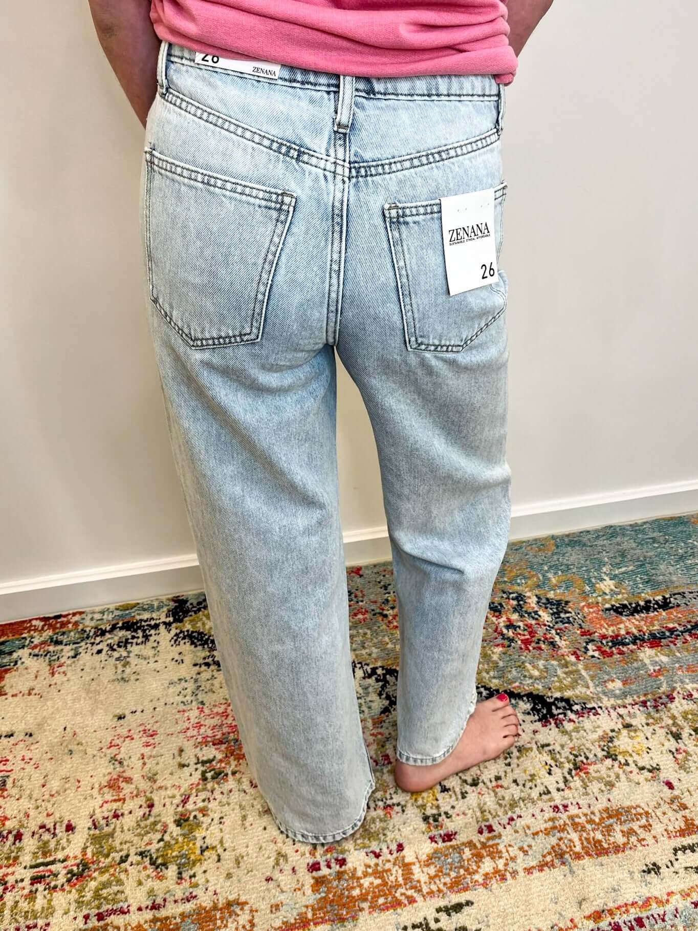 Sara High Waist Wide Leg Straight Jean - Light Wash - Lavender Hills BeautyZenanaDTP-1973LL-25