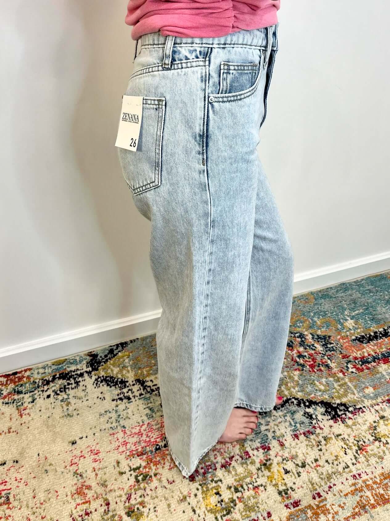 Sara High Waist Wide Leg Straight Jean - Light Wash - Lavender Hills BeautyZenanaDTP-1973LL-25