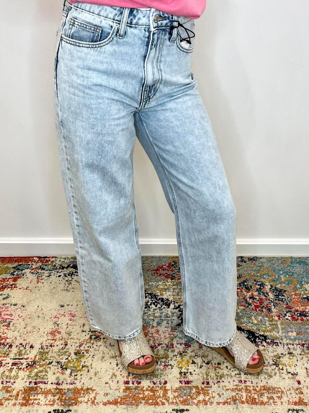 Sara High Waist Wide Leg Straight Jean - Light Wash - Lavender Hills BeautyZenanaDTP-1973LL-25