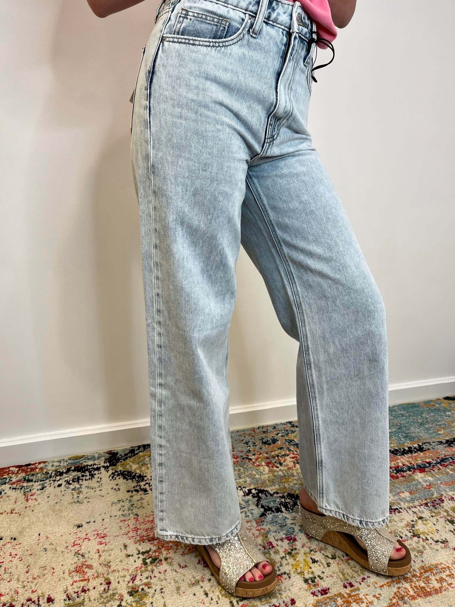 Sara High Waist Wide Leg Straight Jean - Light Wash - Lavender Hills BeautyZenanaDTP-1973LL-25