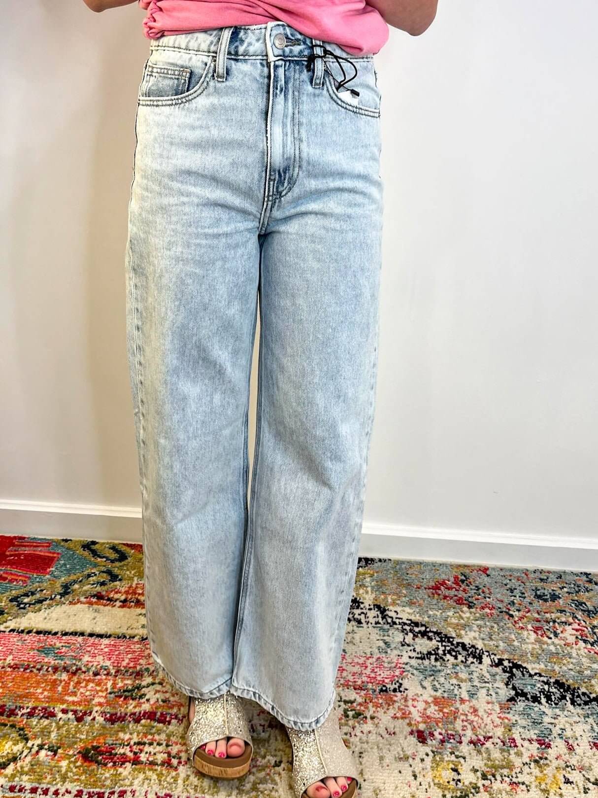 Sara High Waist Wide Leg Straight Jean - Light Wash - Lavender Hills BeautyZenanaDTP-1973LL-25