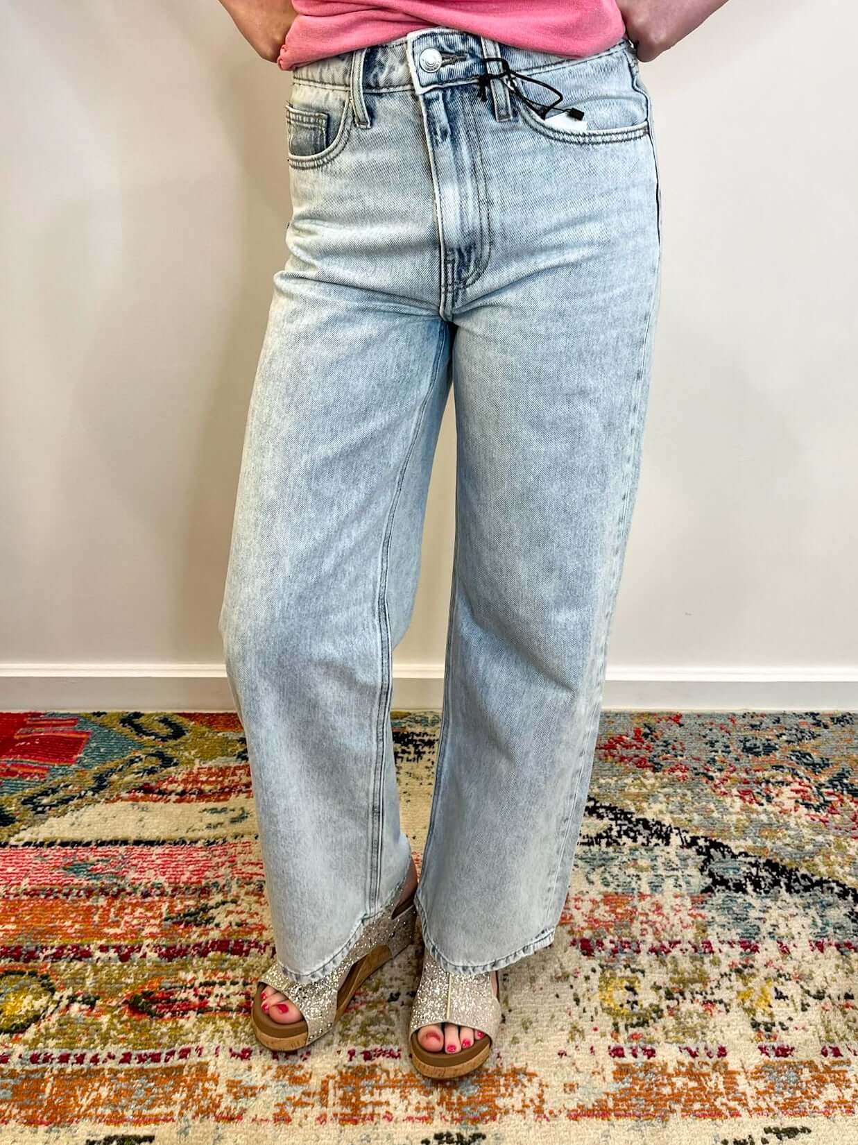 Sara High Waist Wide Leg Straight Jean - Light Wash - Lavender Hills BeautyZenanaDTP-1973LL-25