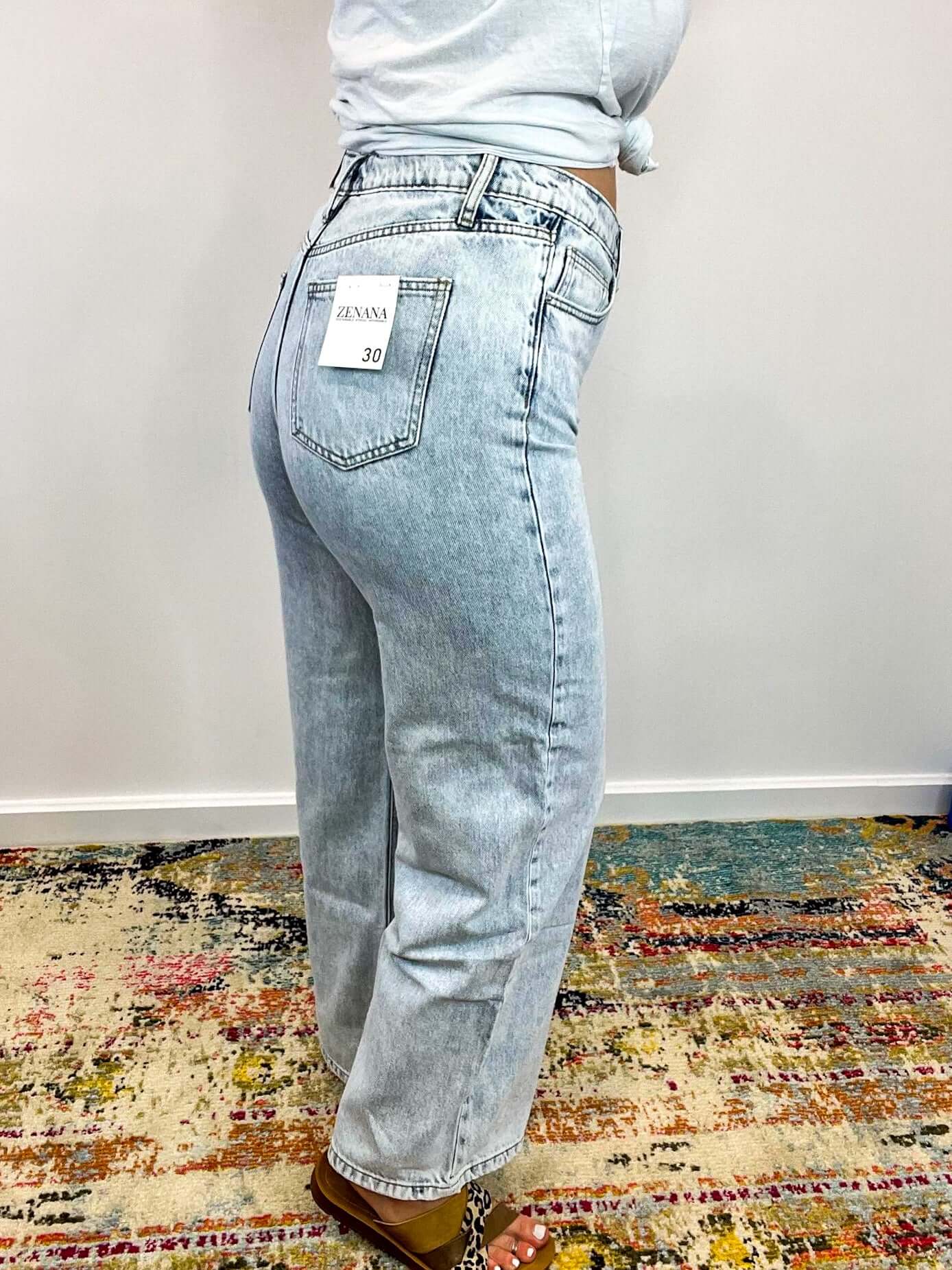 Sara High Waist Wide Leg Straight Jean - Light Wash - Lavender Hills BeautyZenanaDTP-1973LL-25