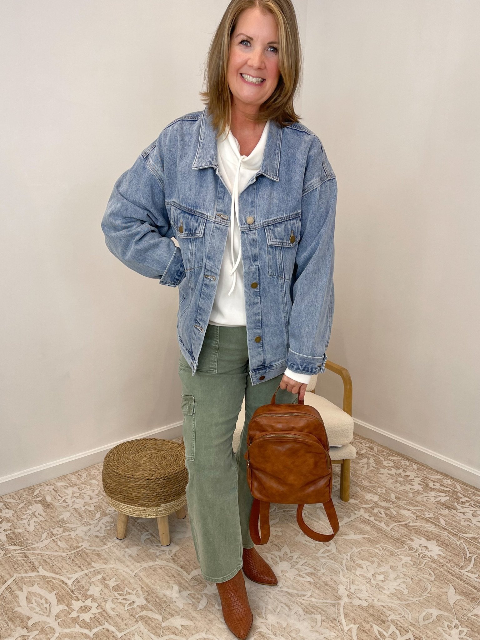 Vervet Dixie Cargo Straight Ankle Jeans - Army Green - Lavender Hills BeautyVervet by Flying MonkeyV3376AG-24