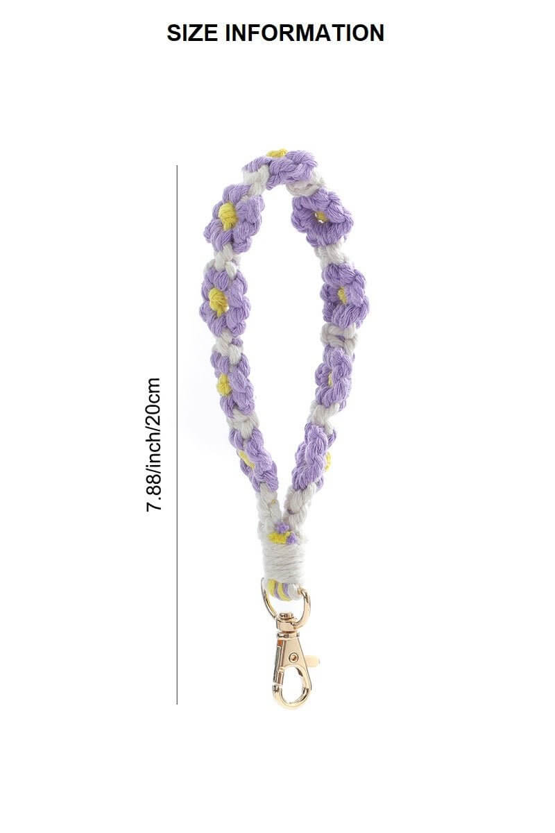 Daisy Flower Macrame Keychain - Lavender Hills BeautyZenanaU - 601 - LVD