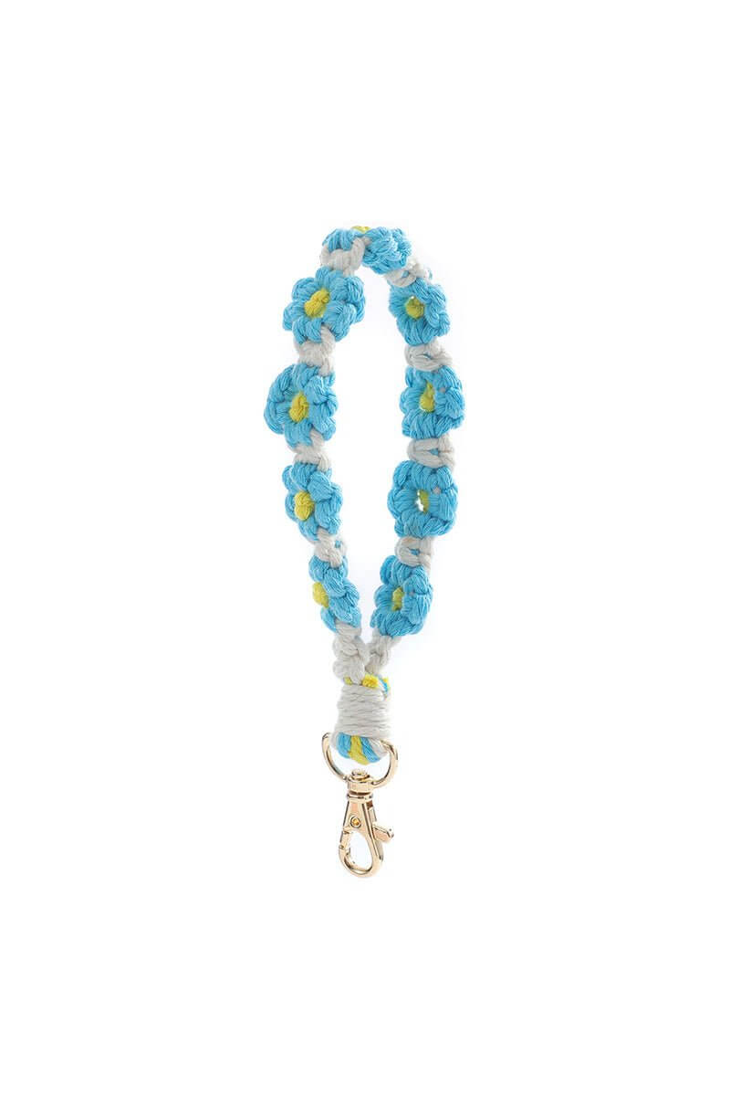 Daisy Flower Macrame Keychain - Lavender Hills BeautyZenanaU - 601 - BLU