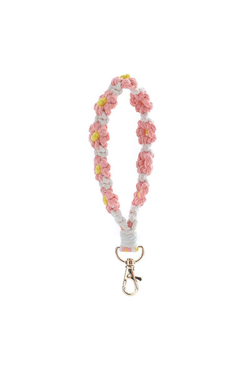 Daisy Flower Macrame Keychain - Lavender Hills BeautyZenanaU - 601 - BLU