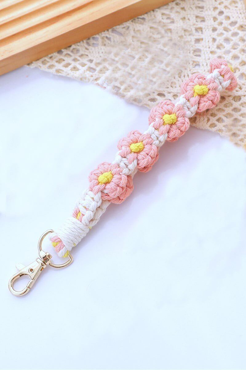 Daisy Flower Macrame Keychain - Lavender Hills BeautyZenanaU - 601 - DRSE