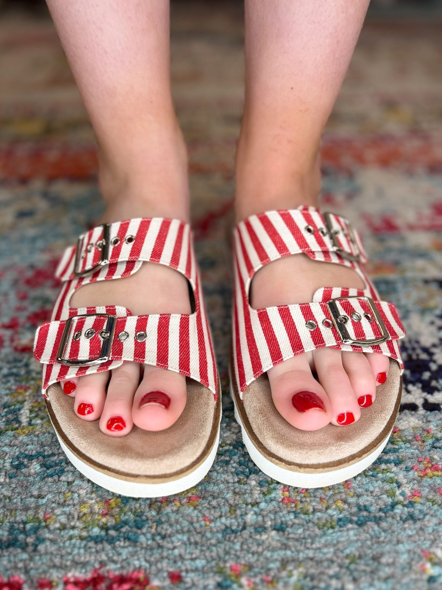Corky's Footwear Dash Sandal - Red Natural Stripe - Lavender Hills BeautyCorkys Footwear41 - 0331 - RENS - 6