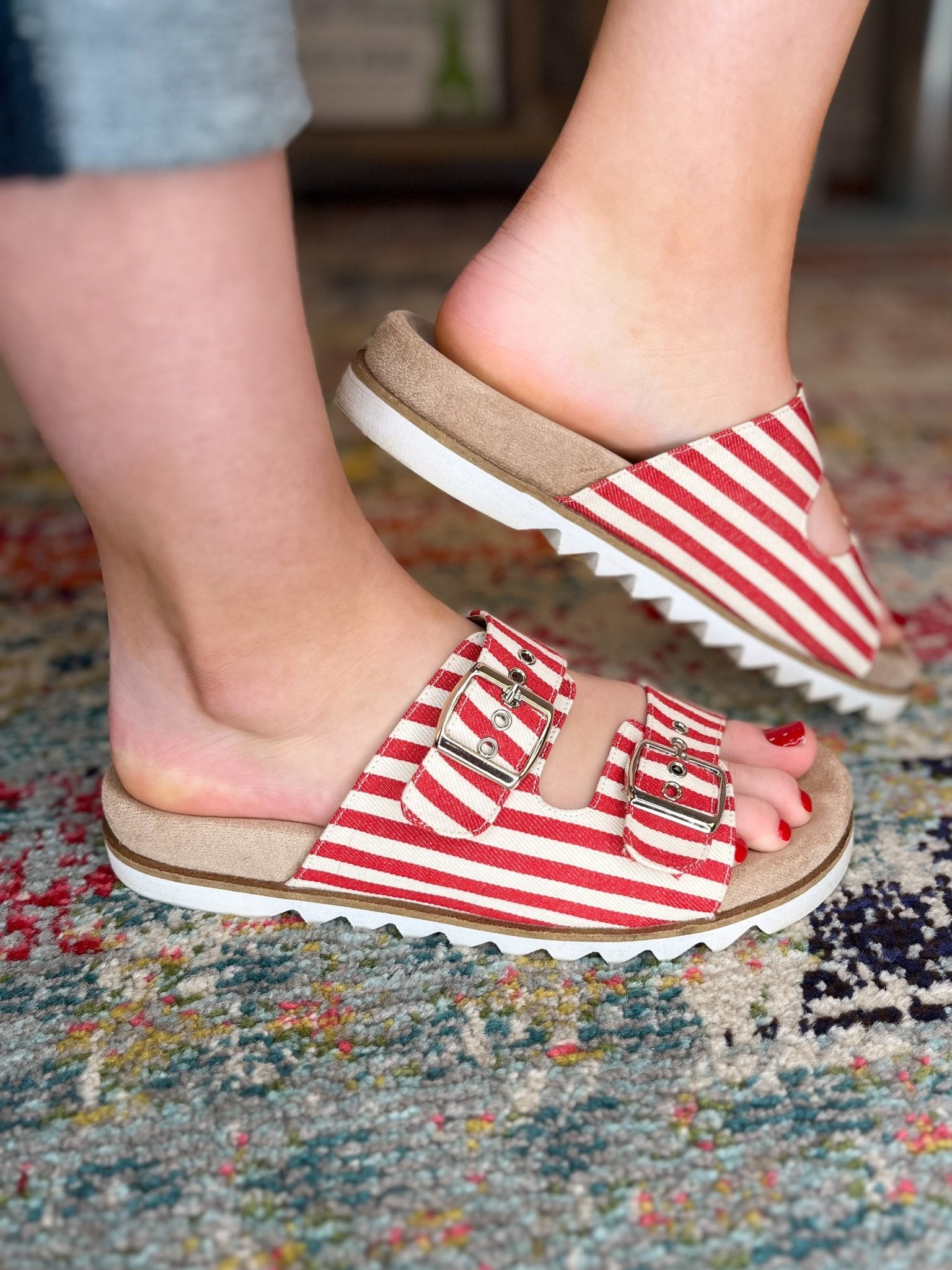 Corky's Footwear Dash Sandal - Red Natural Stripe - Lavender Hills BeautyCorkys Footwear41 - 0331 - RENS - 6