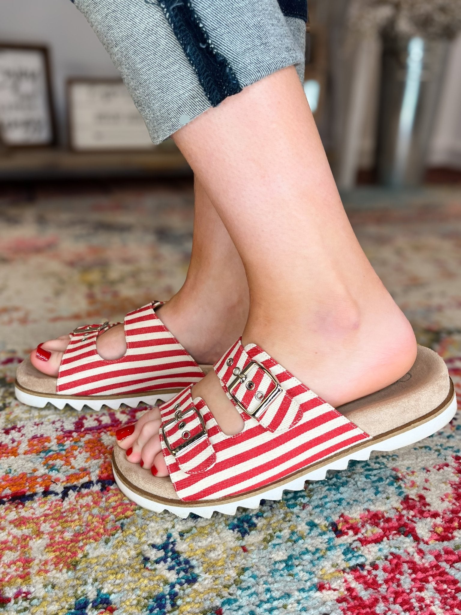 Corky's Footwear Dash Sandal - Red Natural Stripe - Lavender Hills BeautyCorkys Footwear41 - 0331 - RENS - 6