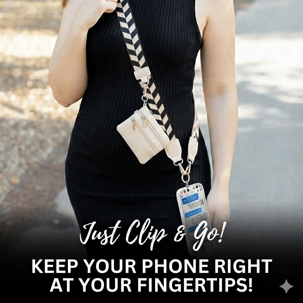 Clip & Go Strap with Zippered Classic Pouch - Black/Cream Chevron - Lavender Hills BeautySave The GirlsCG-1004CV