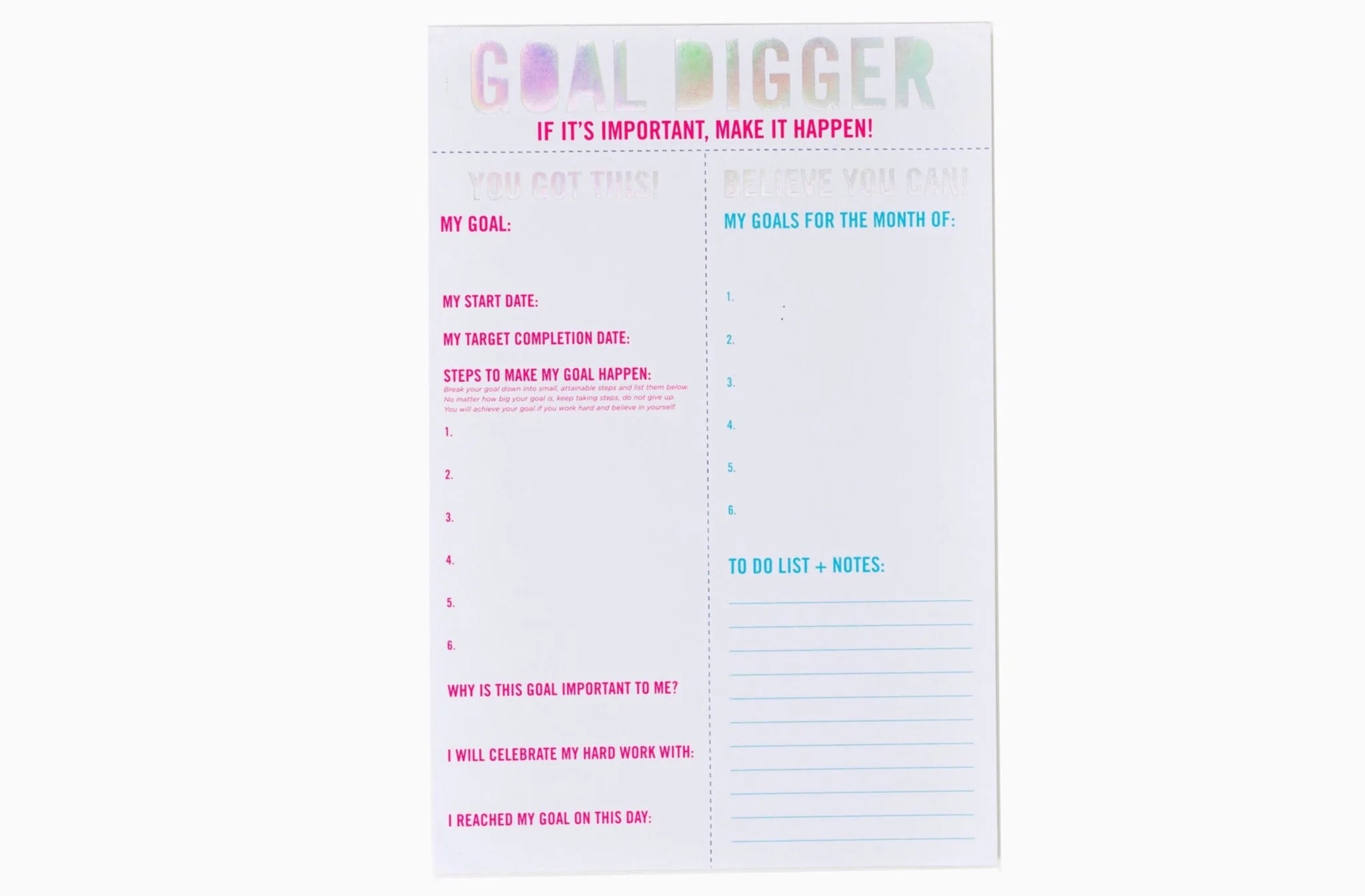 Goal Digger Goal Setting Notepad - Lavender Hills BeautyTaylor Elliott DesignsNP-11