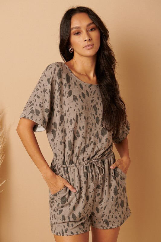 Grey Safari Print Romper - Lavender Hills BeautyMittoshopE30211-Grey-S
