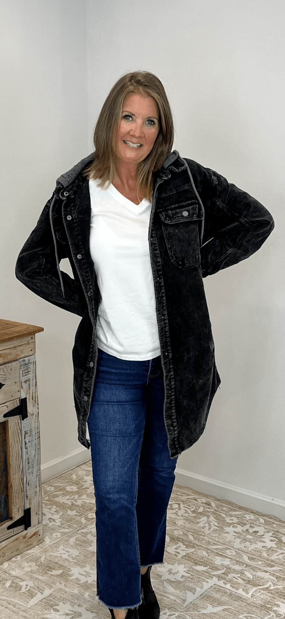 Long Washed Corduroy Hooded Shacket - Lavender Hills Beauty26 InternationalSP14076 - S