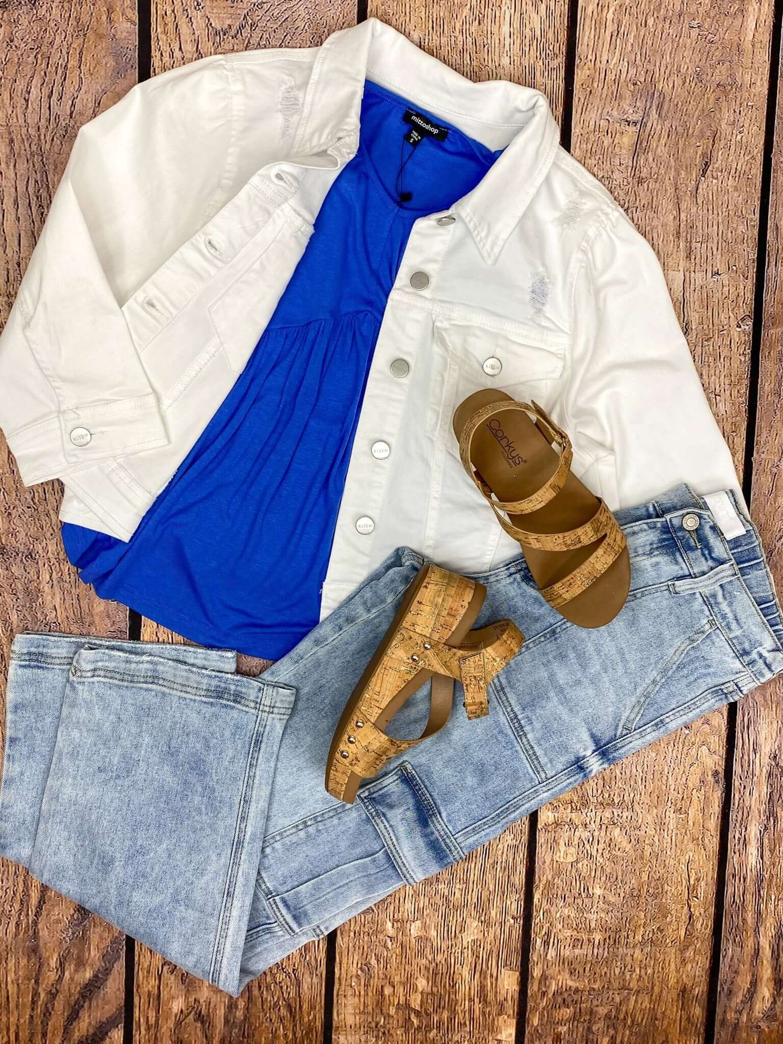 White Crop Jean Denim Jacket - Lavender Hills BeautyRisen Jeans
