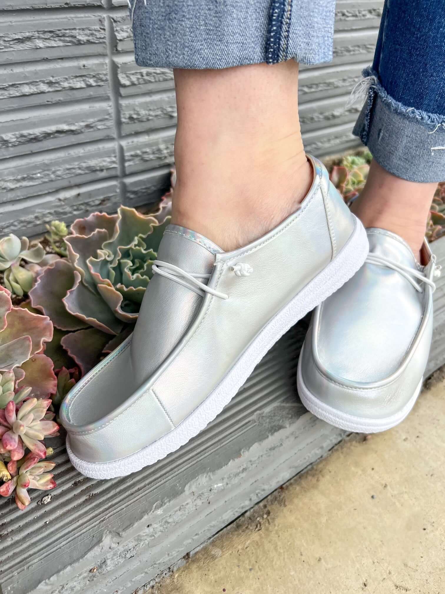 Kayak Slip-on Sneaker Shoe - Silver Iridescent - Lavender Hills BeautyCorkys Footwear51-0127-SLIR-U-6