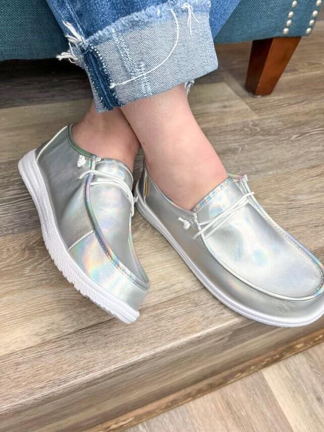 Kayak Slip-on Sneaker Shoe - Silver Iridescent - Lavender Hills BeautyCorkys Footwear51-0127-SLIR-U-6