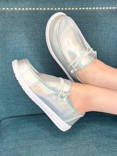 Kayak Slip-on Sneaker Shoe - Silver Iridescent - Lavender Hills BeautyCorkys Footwear51-0127-SLIR-U-6