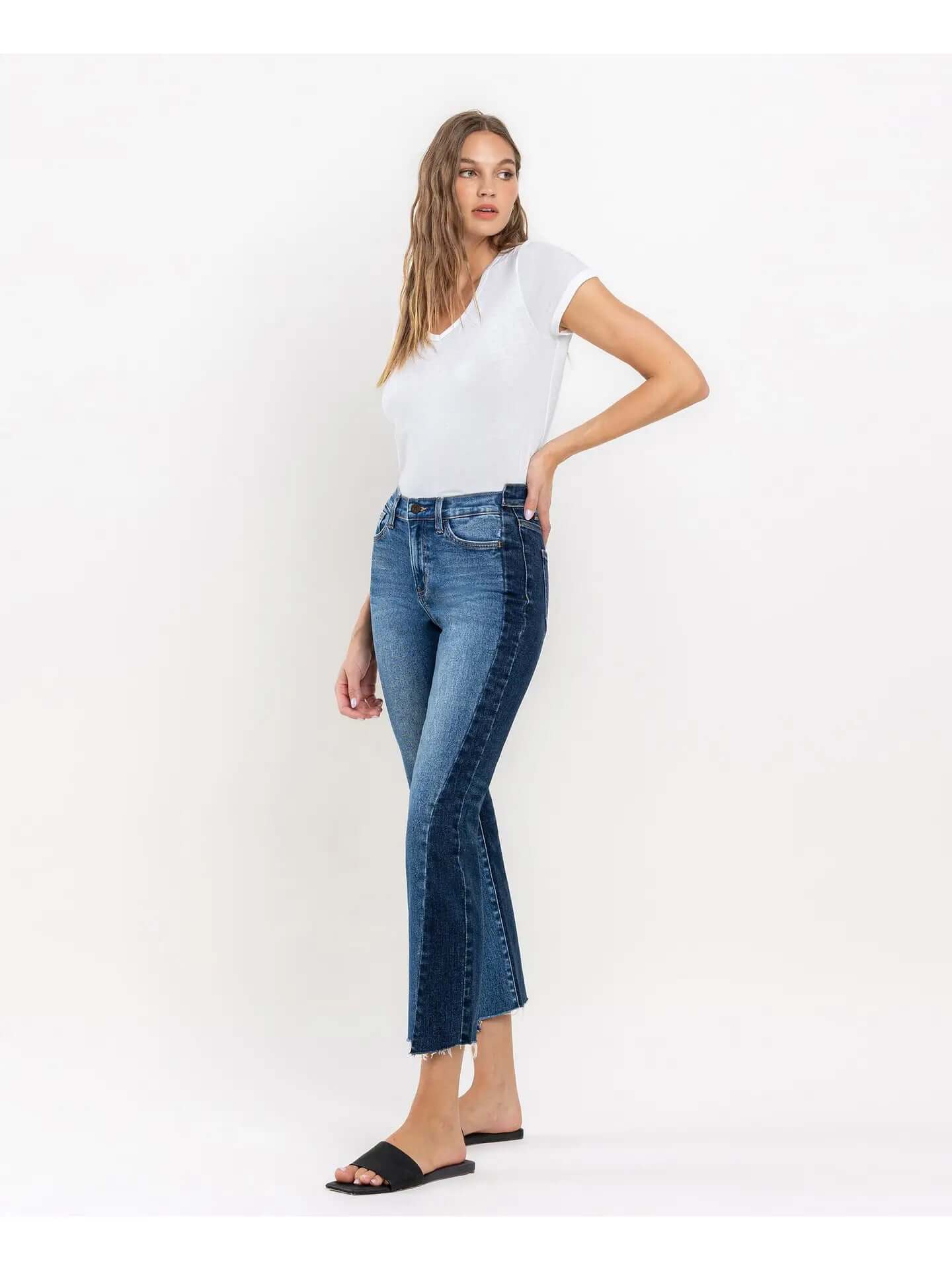 Vervet by Flying Monkey Immaculately Color Block Crop Straight Jeans Vervet by Flying Monkey