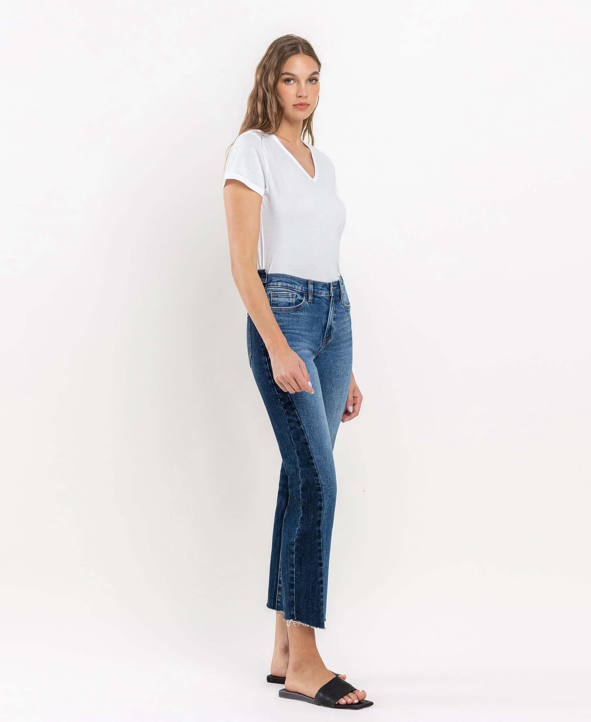 Vervet by Flying Monkey Immaculately Color Block Crop Straight Jeans Vervet by Flying Monkey