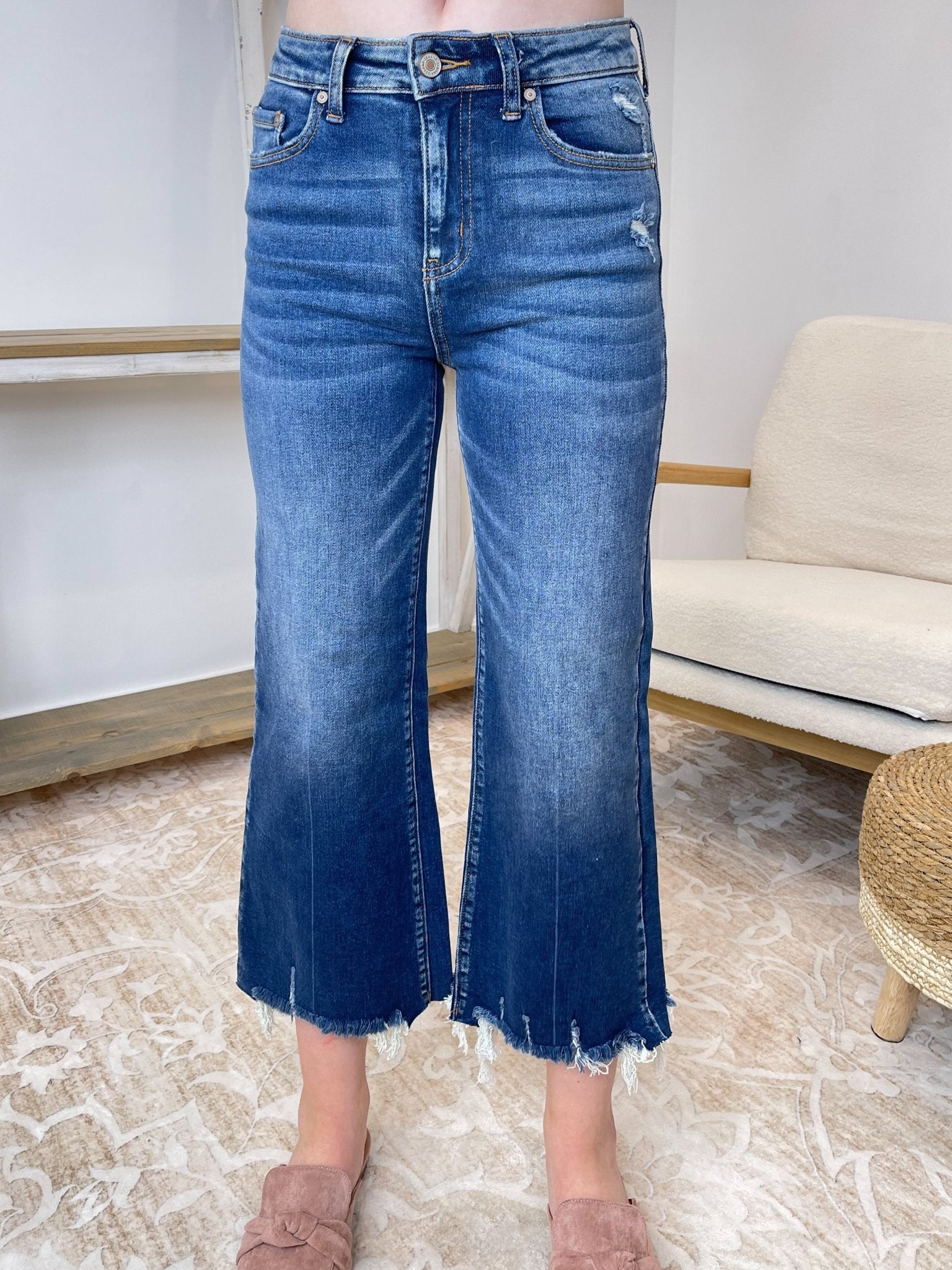 Jenny Straight Raw Hem Cropped Jeans - Lavender Hills BeautyZenanaDNP-1639DD-25