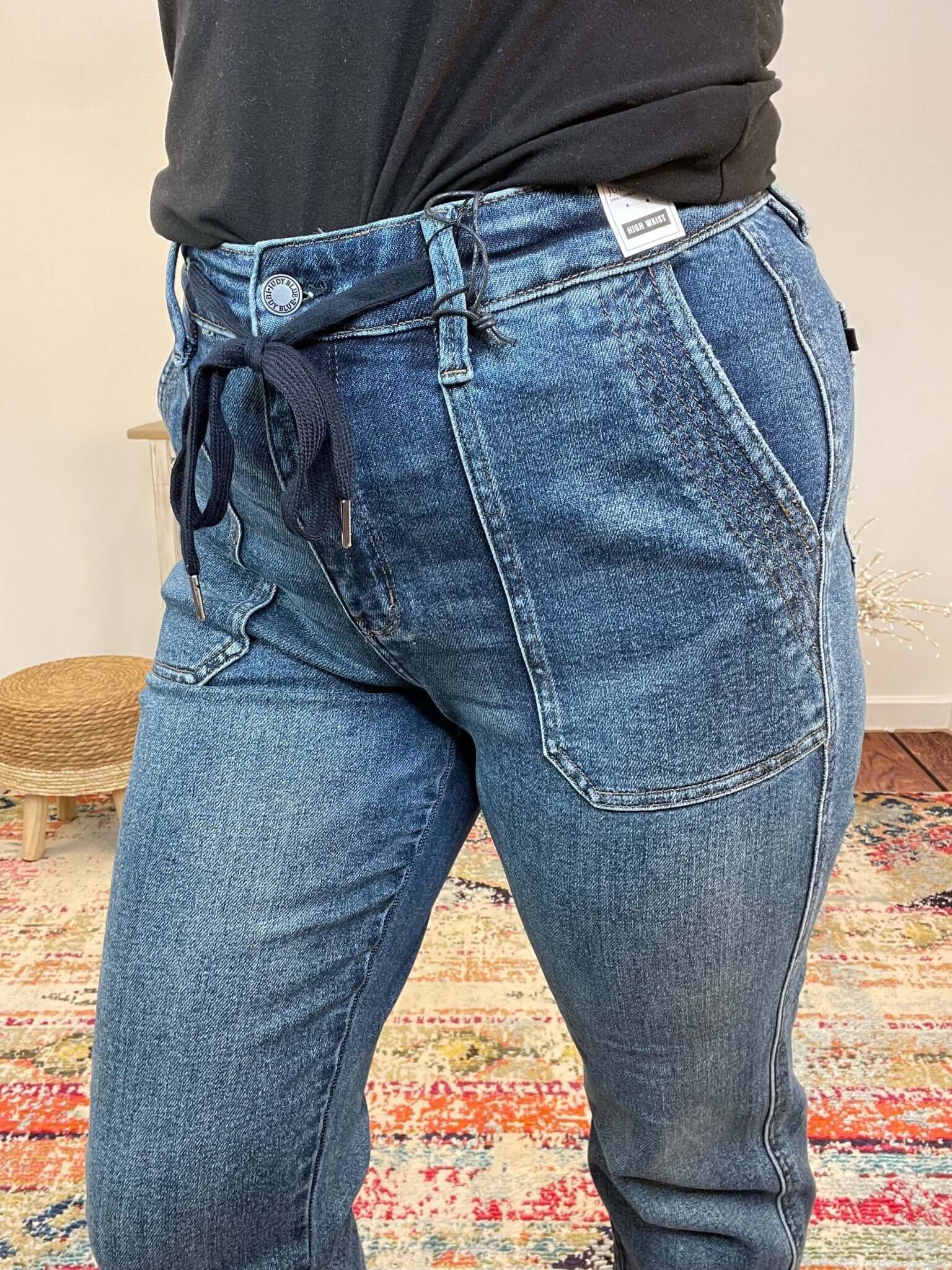 Judy Blue Relaxed Tatum Drawstring Cuffed Jogger Jeans - Lavender Hills BeautyJudy Blue88971REG - DK - 0(24)