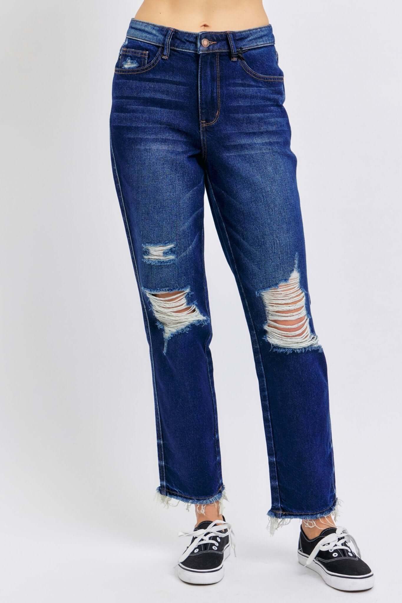Judy Blue Rigid Magic Straight Distressed Jeans - Lavender Hills BeautyJudy Blue88819REG - 00
