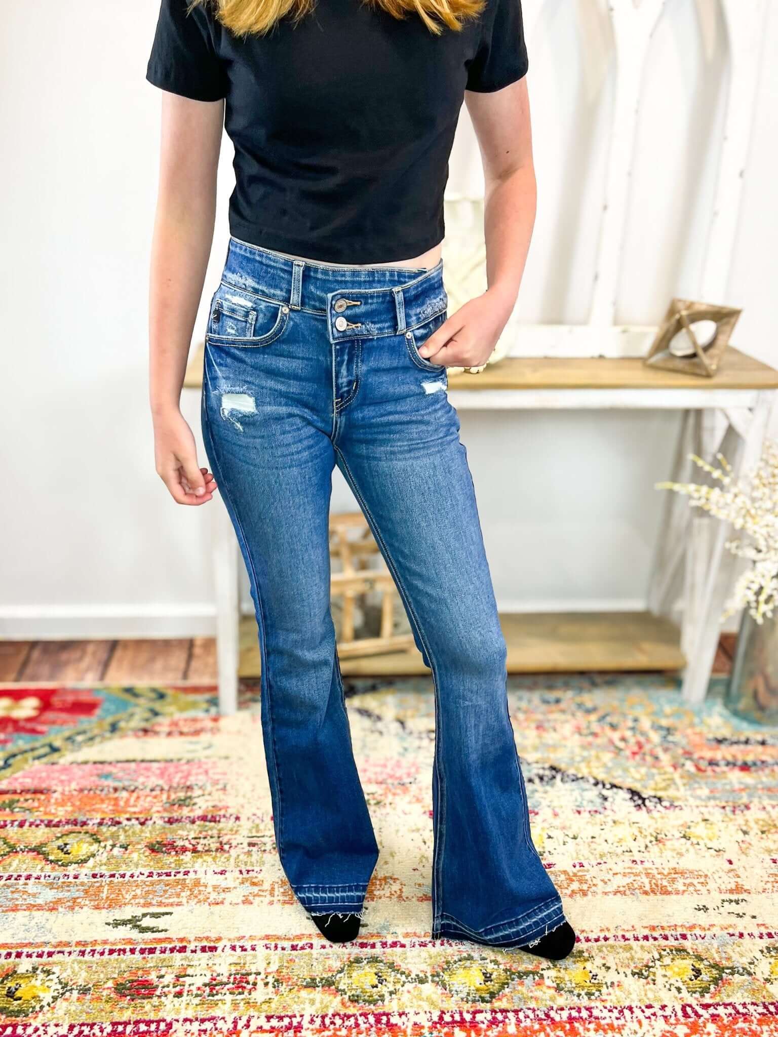 Kan Can American Girl High Rise Cross - Over Flare Jeans - Lavender Hills BeautyKan Can USAKC9340M - 1