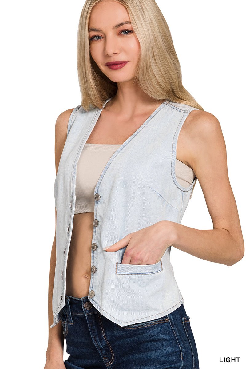 Light Denim Vest - Lavender Hills BeautyZenanaDTT - 9587Y - S