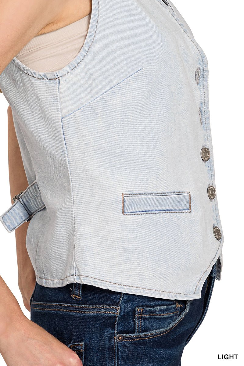 Light Denim Vest - Lavender Hills BeautyZenanaDTT - 9587Y - S