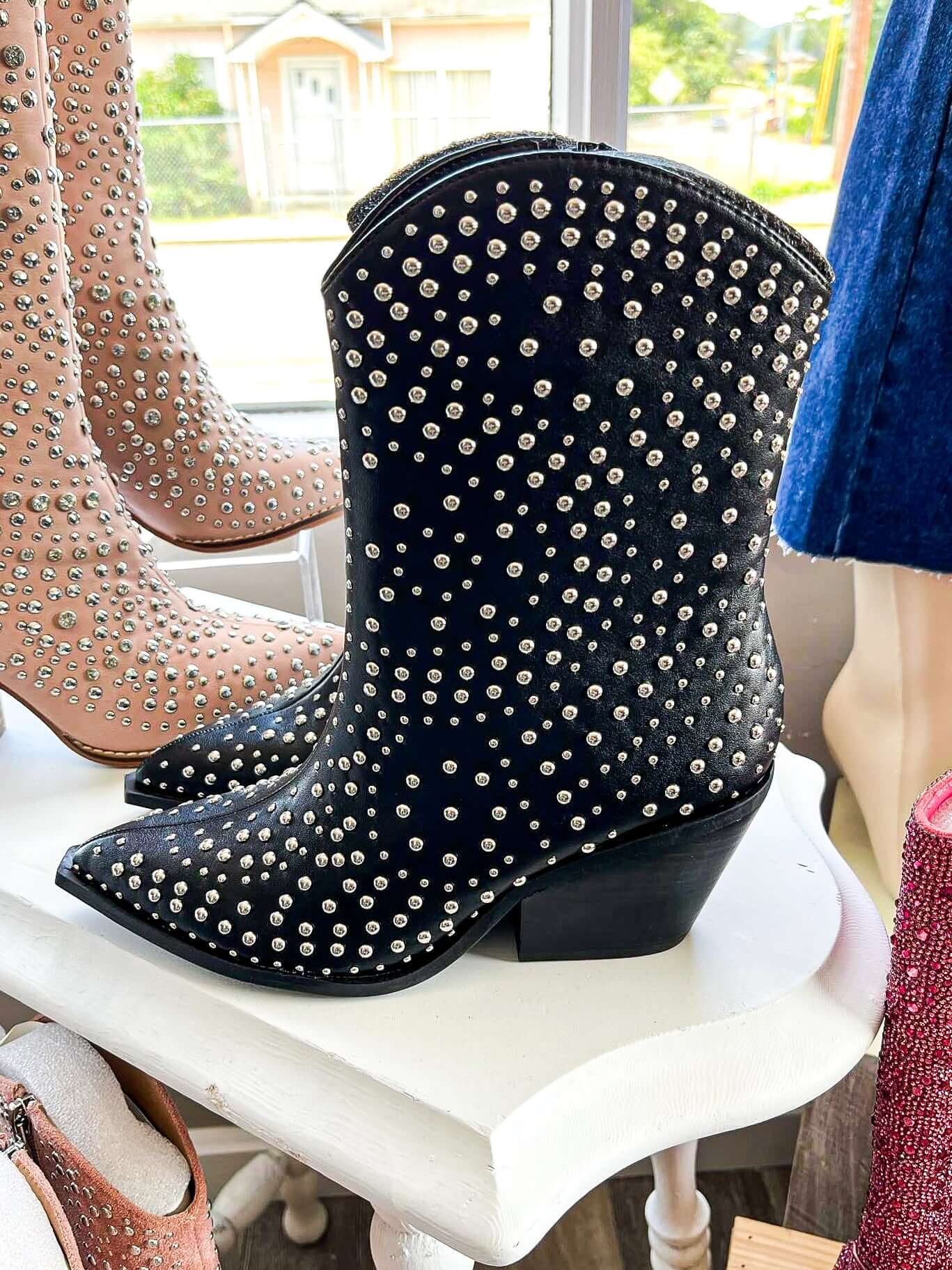 Lowlights Boot with Silver Studs - Black - Lavender Hills BeautyCorkys Footwear