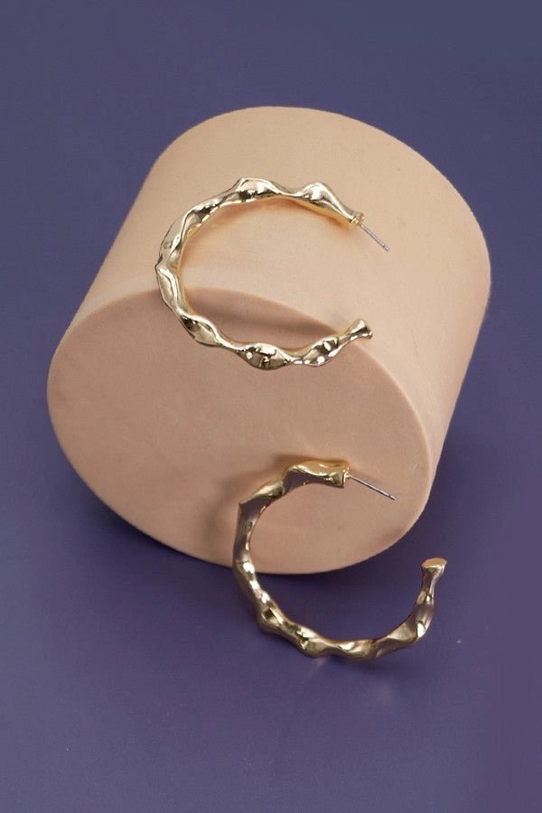 Luxury Hammered Gold Hoop Earrings 2 inch - Lavender Hills BeautyJosslyn by Wall to Wall10E3070733