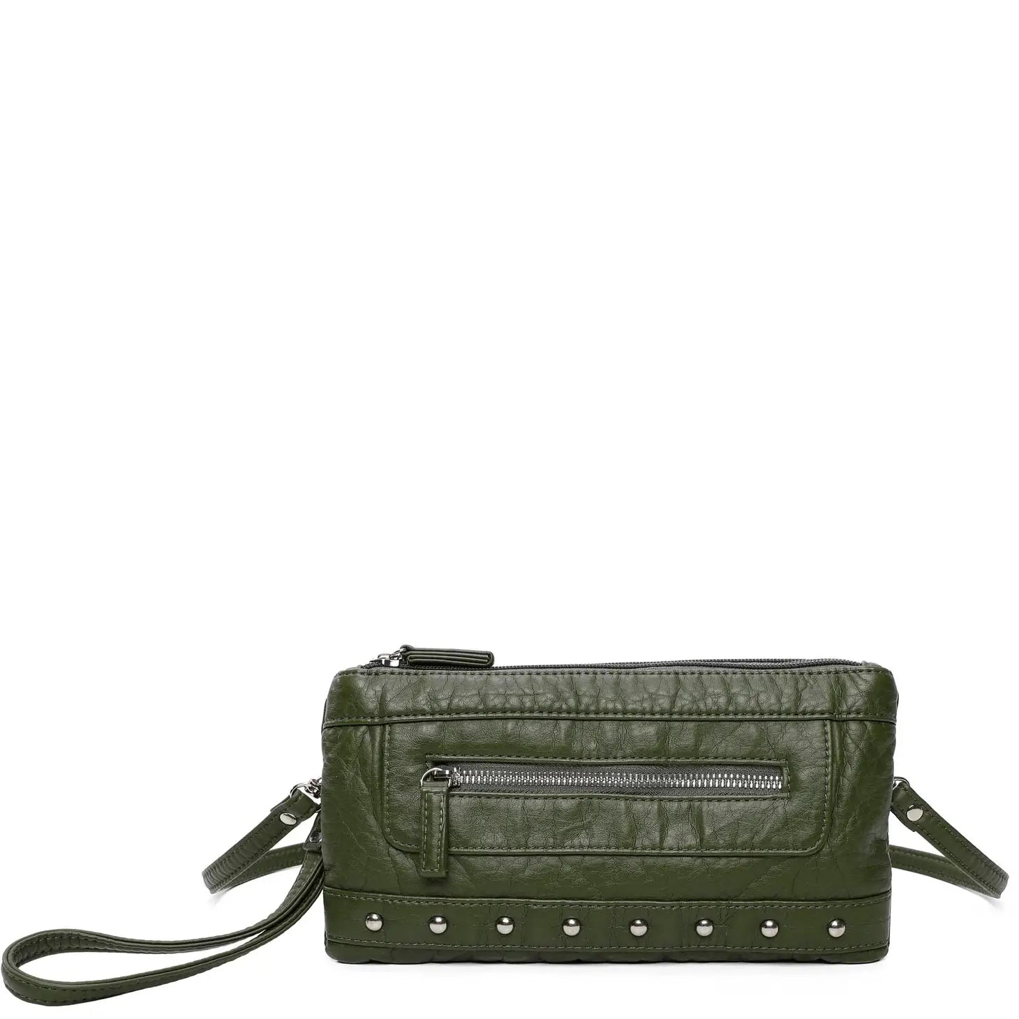 Malie Three Way Wristlet Crossbody Purse - Army Green | Vegan Leather - Lavender Hills BeautyAmpere Creations9368L-AGN