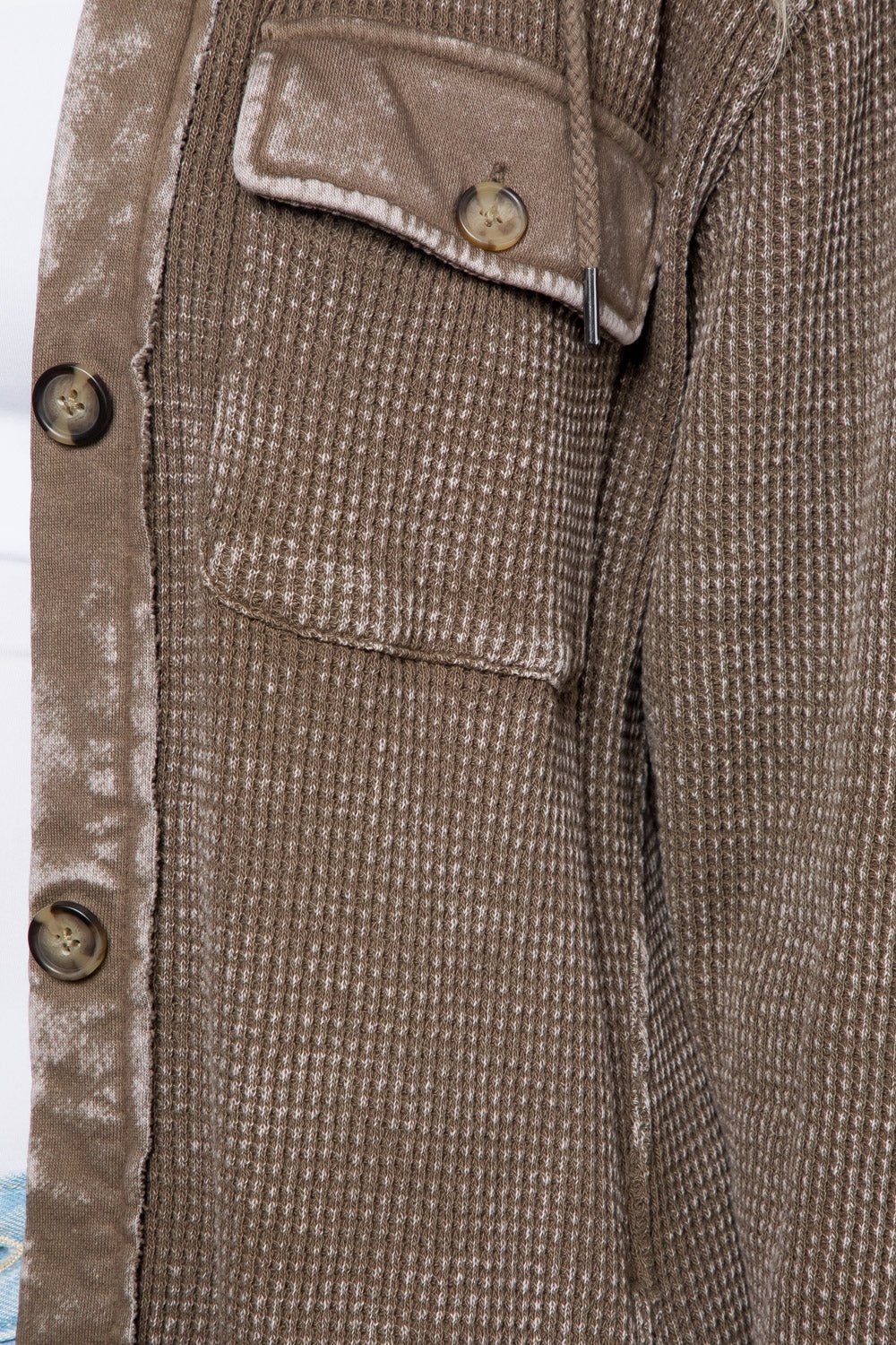 Cocoa Cozy Waffle Hooded Shacket - Lavender Hills Beauty26 InternationalSP34095 - S