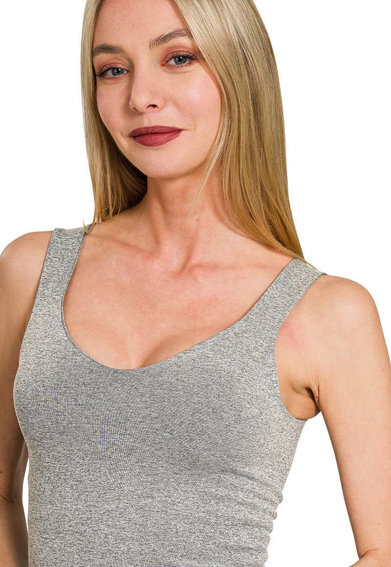 Seamless Tank Top w/ Built in Bra - Lavender Hills BeautyZenana