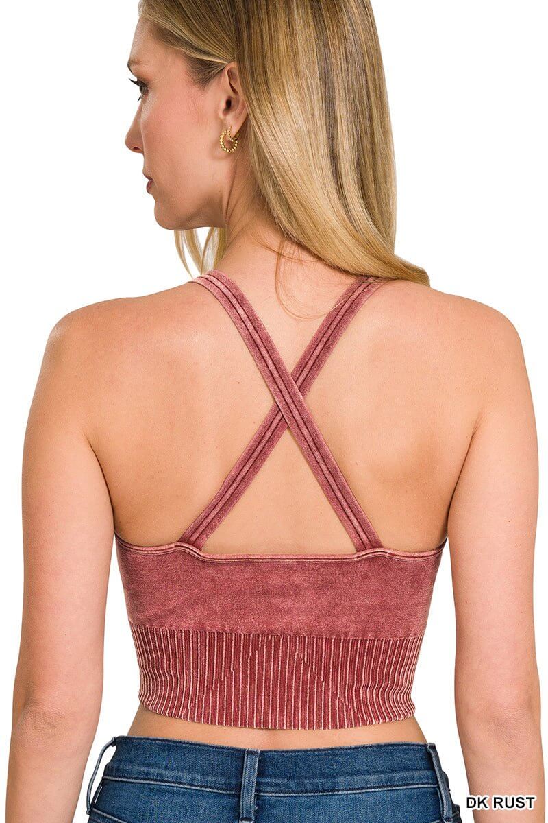 Crisscross Strap Back Brami Cropped Tank Top - Lavender Hills BeautyZenanaNTW-6153A-ASHBLK-SM