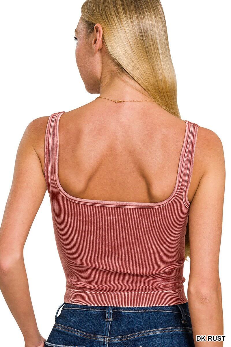Two-Way Ultra Ribbed Brami Cropped Tank Top - Lavender Hills BeautyZenanaNTW-6186A-DKRST-SM