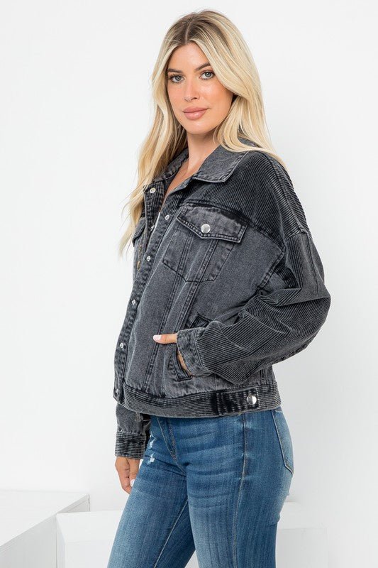 Nightfall Denim & Corduroy Jacket w/ Beaded Trim - Lavender Hills Beauty26 InternationalSP14499 - S