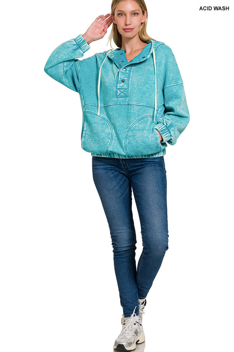 Fleece Pocket Hoodie Pullover Sweatshirt Zenana