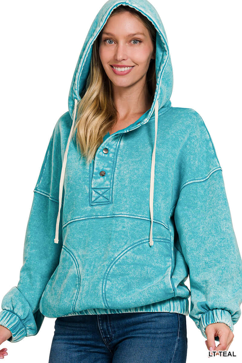Fleece Pocket Hoodie Pullover Sweatshirt Zenana