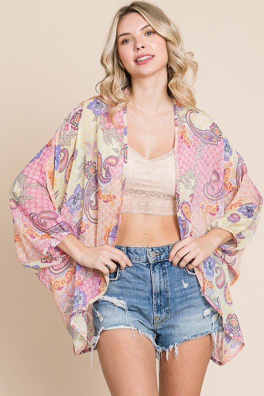 Paisley Oversized Kimono Coverup - Lavender Hills BeautyCulture CodeCWT1662QP-S