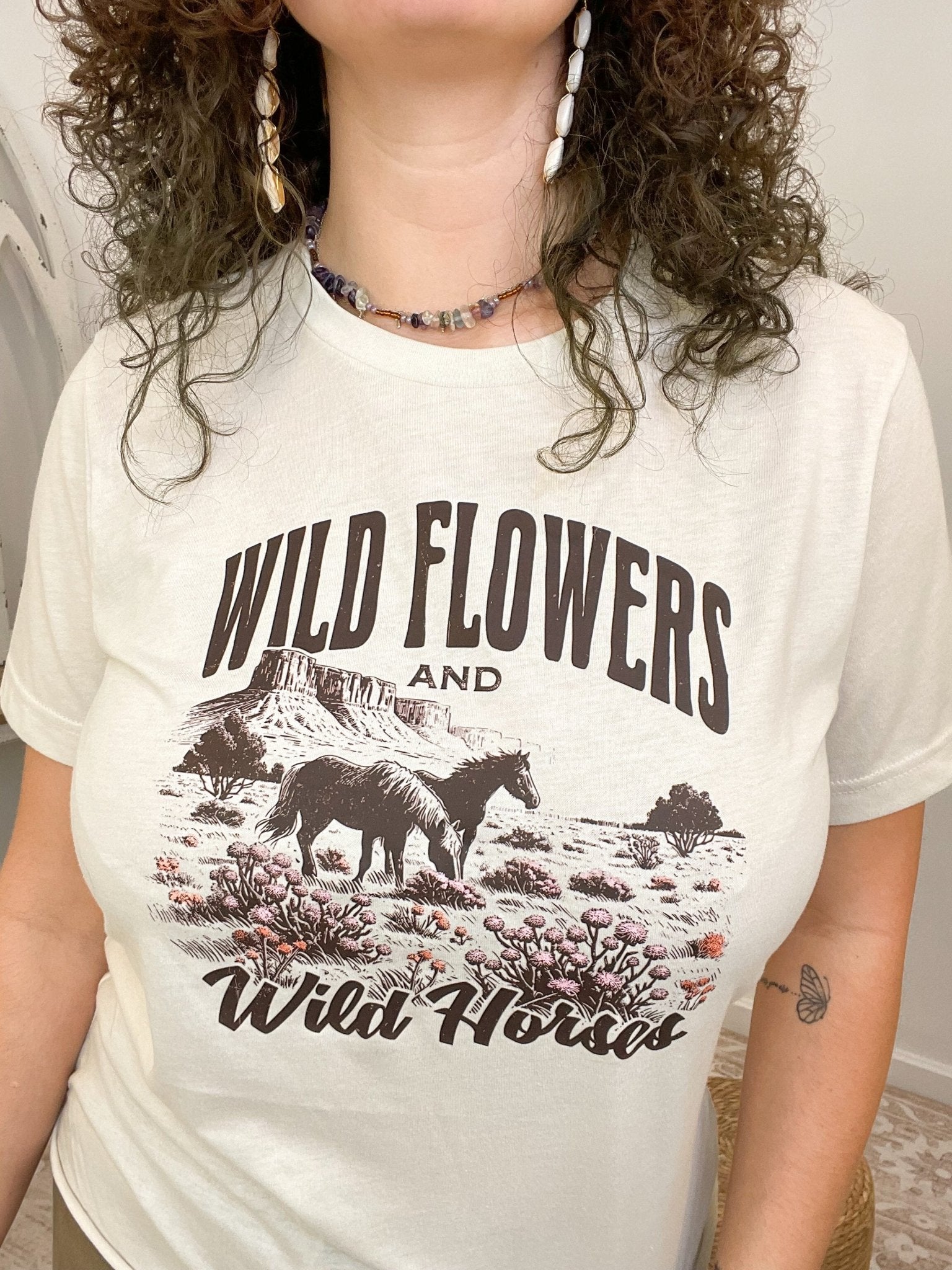 Wild Flowers & Wild Horses Retro Western Tee - Lavender Hills BeautyLavender Hills Beauty