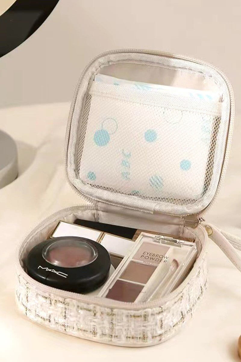 Plaid Tweed Cosmetic Makeup Bag Travel Case - Lavender Hills BeautyLavender Hills BeautyU - 806 - BON