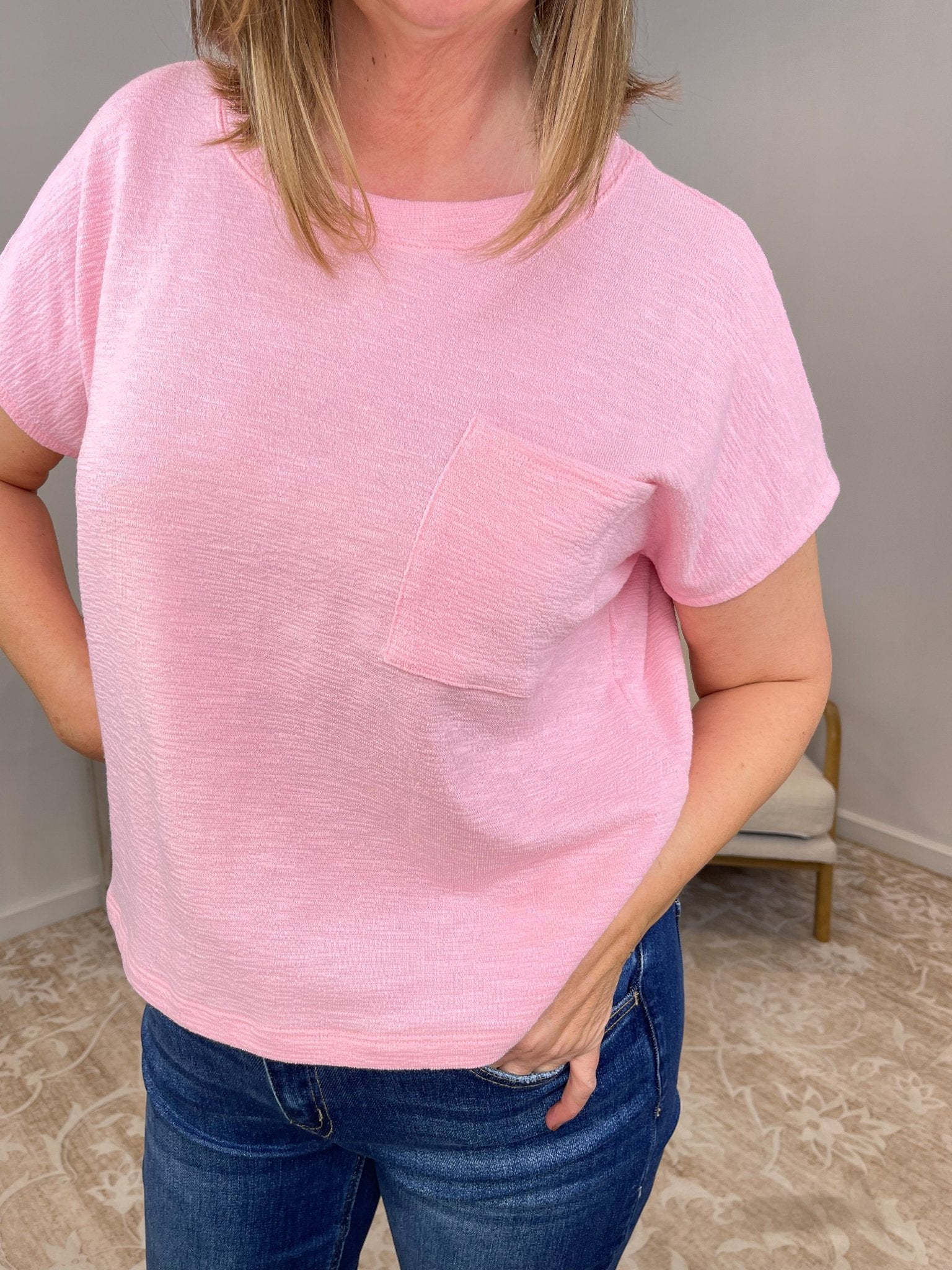 Premium Cotton Slub Relaxed Pocket Tee - Lavender Hills BeautyZenanaCT-3458Y-CAB-S