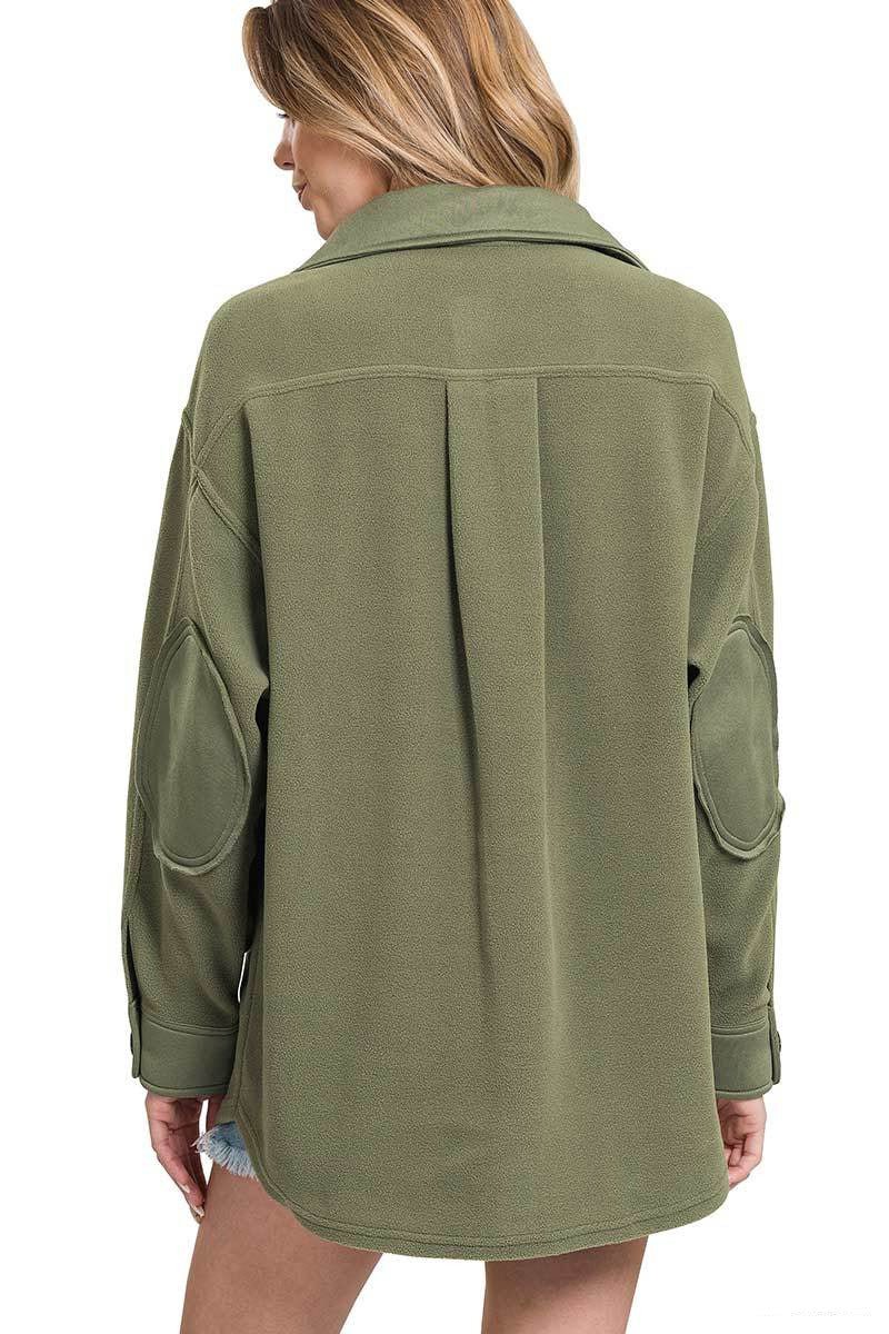 Cozy Cabin Fleece Oversized Shacket - Light Olive - Lavender Hills BeautyZenanaQJ - 40000Y - LTOLV - S