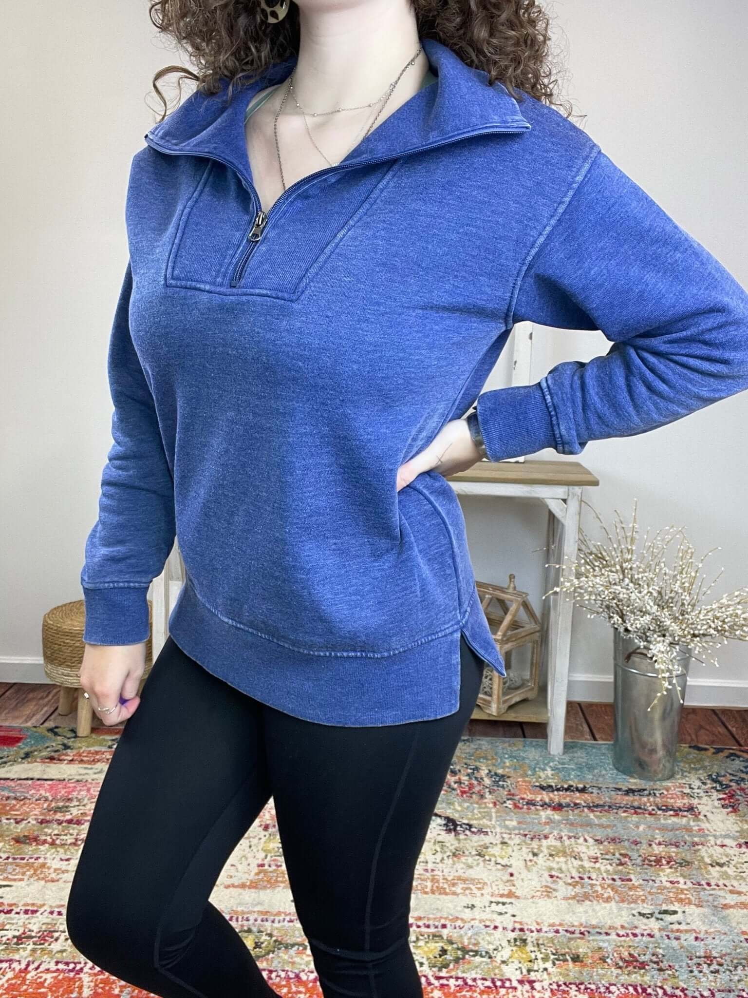 Quarter Zip Sweatshirt Pullover - Lavender Hills BeautyJadyK