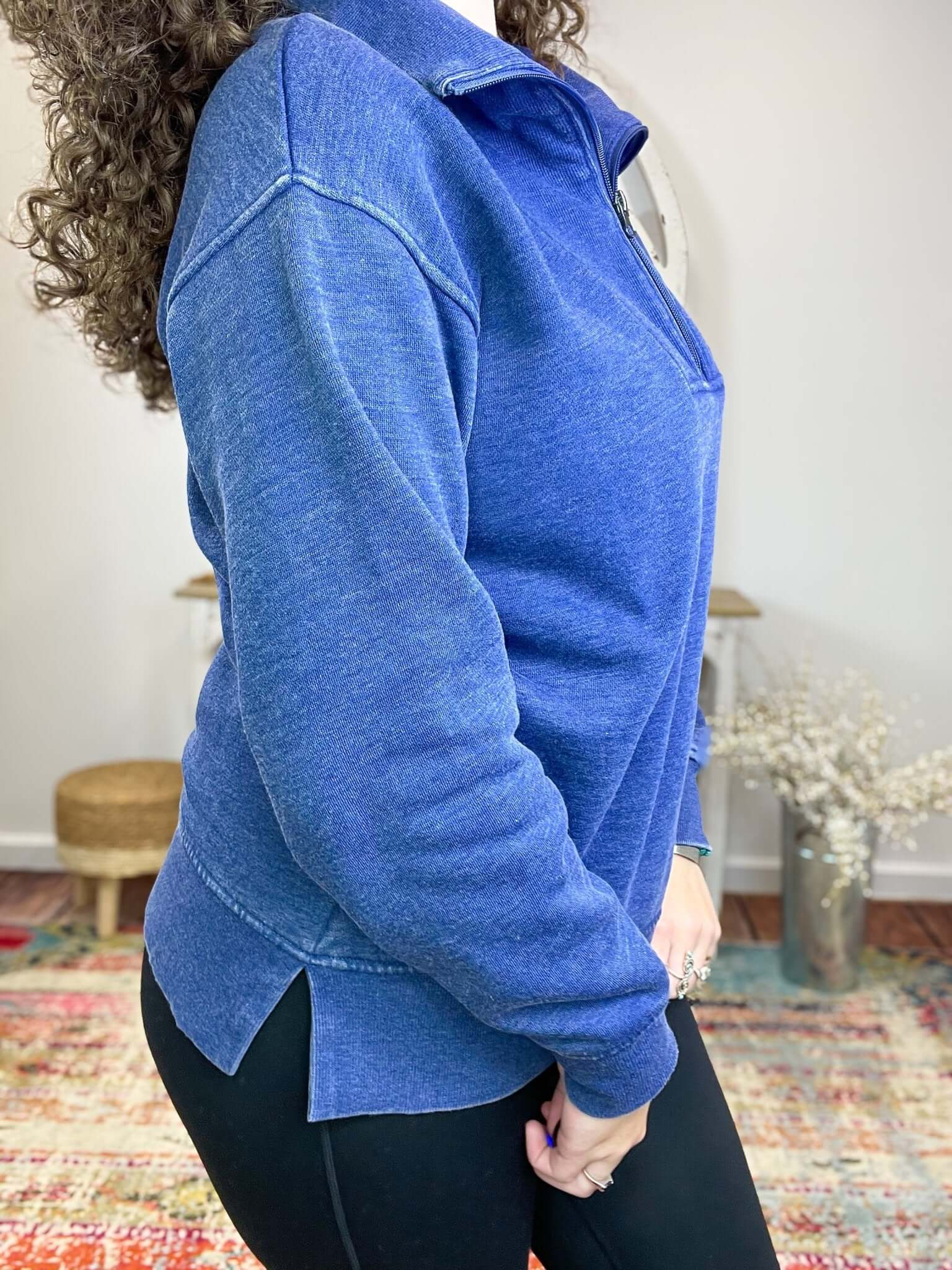 Quarter Zip Sweatshirt Pullover - Lavender Hills BeautyJadyK