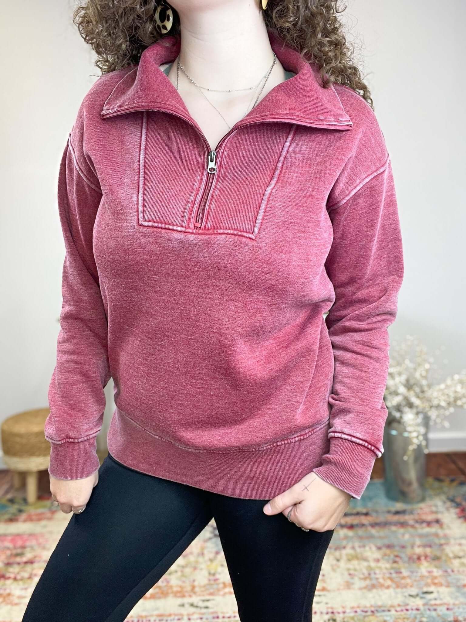 Quarter Zip Sweatshirt Pullover - Lavender Hills BeautyJadyK