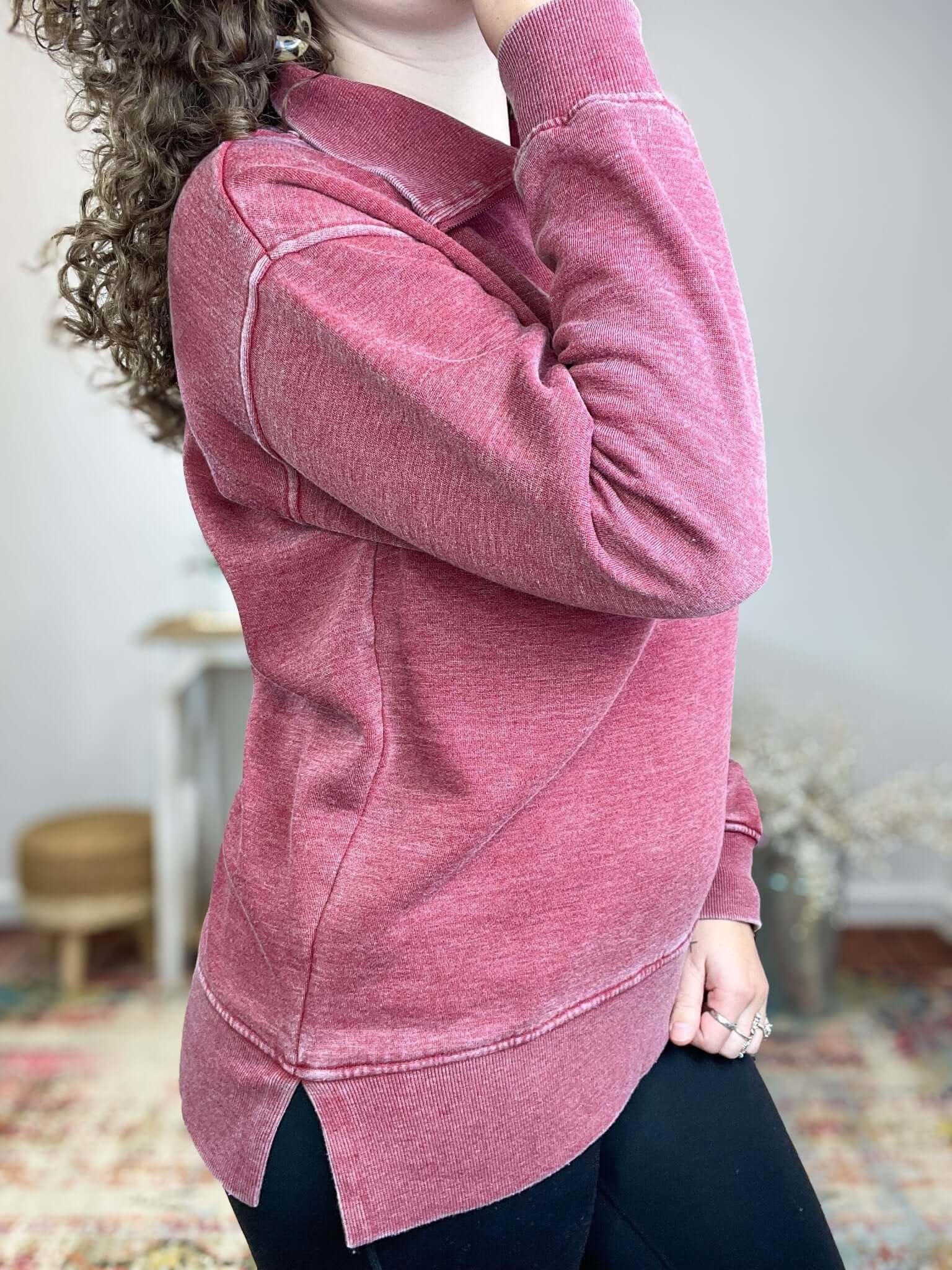 Quarter Zip Sweatshirt Pullover - Lavender Hills BeautyJadyK